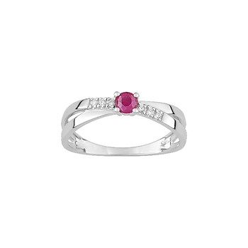 Bague Femme - Rubis - Oxyde de zirconium - Or 9 Carats