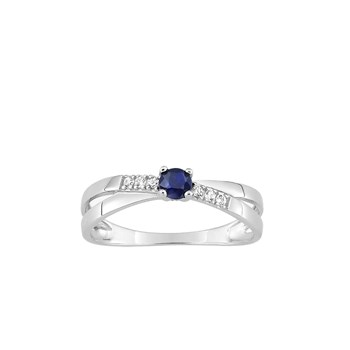 Bague Femme - Saphir - Oxyde de zirconium - Or 9 Carats