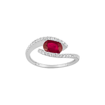 Bague Femme - Rubis - Oxyde de zirconium - Or 9 Carats