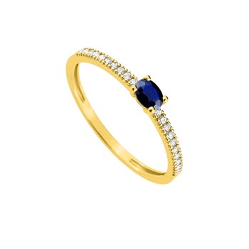Bague Femme - Saphir - Oxyde de zirconium - Or 9 Carats