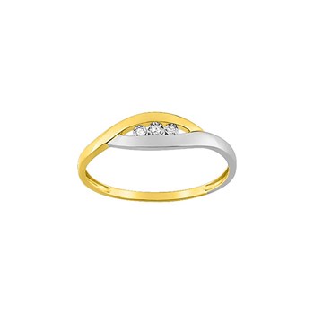 Bague Femme - bicolore - Or 9 Carats - Diamant