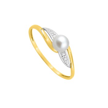Bague femme -  Or 9 Carats - Perle de culture- Diamètre : 4,5mm