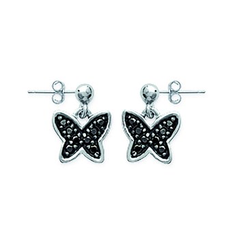 Boucles d'oreilles Femme - Argent 925 - Oxyde de zirconium - papillon