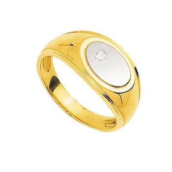 Chevalière Femme - Or 18 Carats - Diamant 0,04 Carats