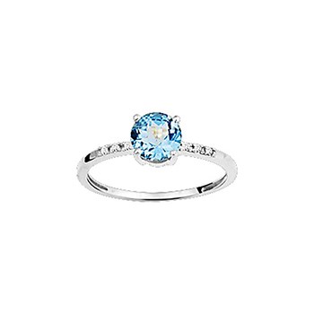 Bague Femme - Topaze et Or 18 Carats - Diamant 0,02 Carats