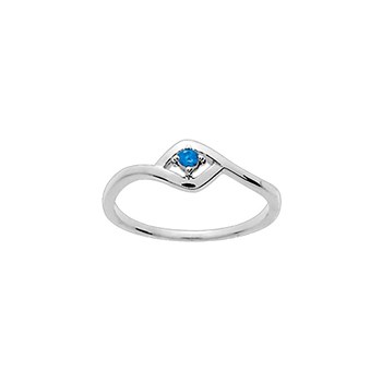 Bague Femme - Solitaire - Or Blanc 18 Carats - Saphir - Diamètre : 2,5mm - 0,09 carat