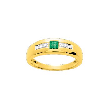 Bague Femme - Emeraude - Or 18 Carats - Diamant 0,03 Carats