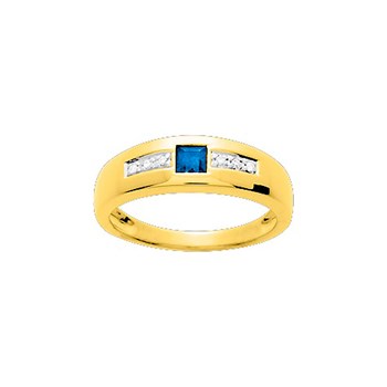 Bague Femme - Saphir - Or 18 Carats - Diamant 0,03 Carats