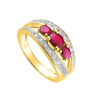 Bague Femme - Rubis - Or 18 Carats - Diamant 0,06 Carats