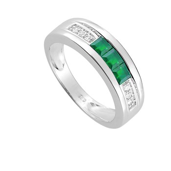 Bague Femme - Emeraude - Or 18 Carats - Diamant 0,05 Carats
