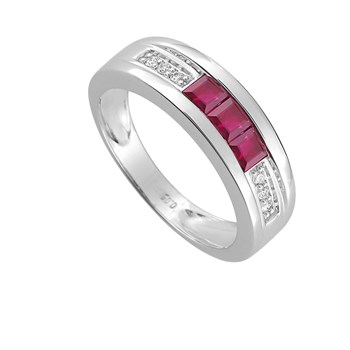 Bague Femme - Rubis - Or 18 Carats - Diamant 0,05 Carats