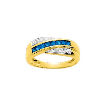 Bague Femme - Saphir - Or 18 Carats - Diamant 0,03 Carats