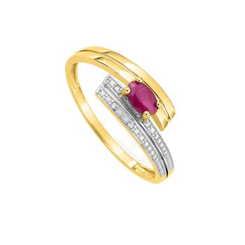 Bague Femme - Rubis - Or 18 Carats - Diamant 0,01 Carats