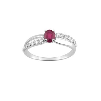 Bague femme - Rubis et Oxyde de zirconium - Or 18 Carats