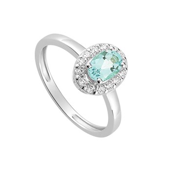 Bague femme - aigue marine - Or 18 Carats