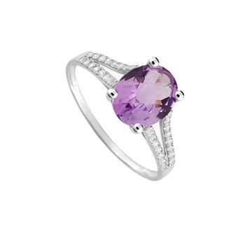 Bague femme - améthyste - Or 18 Carats