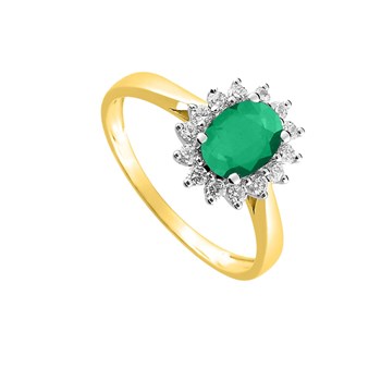 Bague femme - Emeraude et Oxyde de zirconium - Or 18 Carats