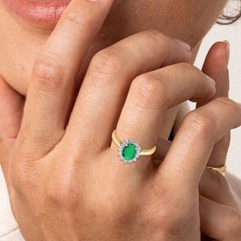 Bague femme - Emeraude et Oxyde de zirconium - Or 18 Carats
