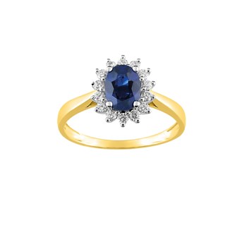 Bague femme - Saphir et Oxyde de zirconium - Or 18 Carats