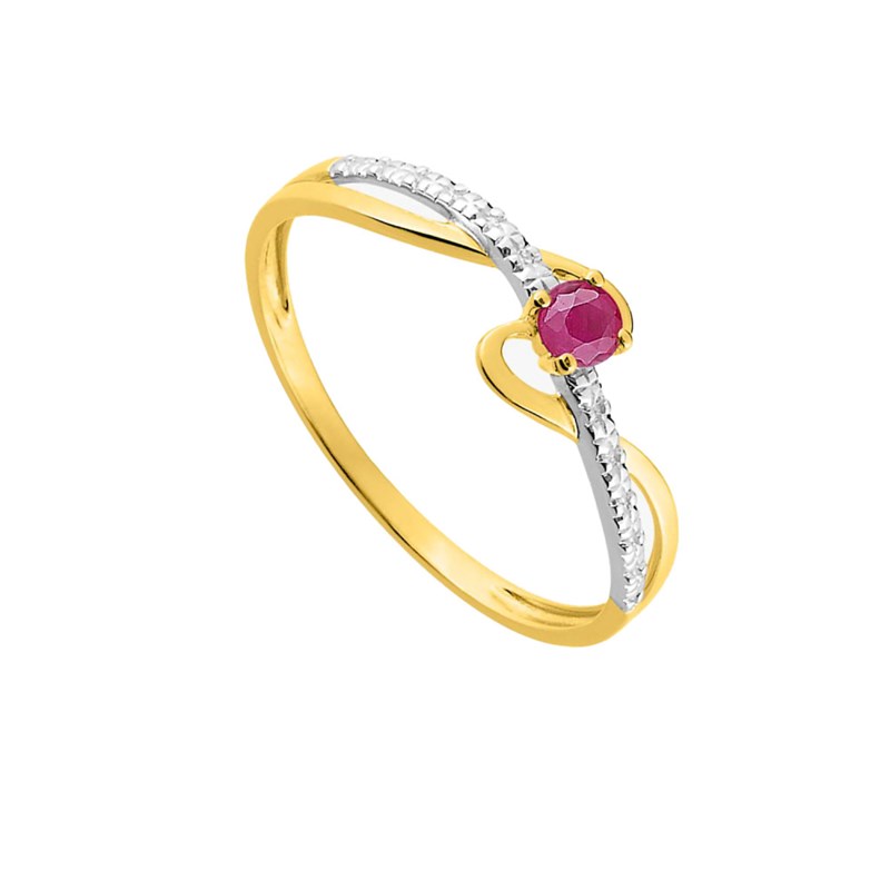 Bague femme - rubis - Or 18 Carats - vue 2