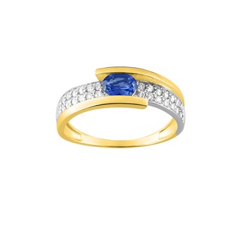Bague femme - Saphir et Oxyde de zirconium - Or 18 Carats