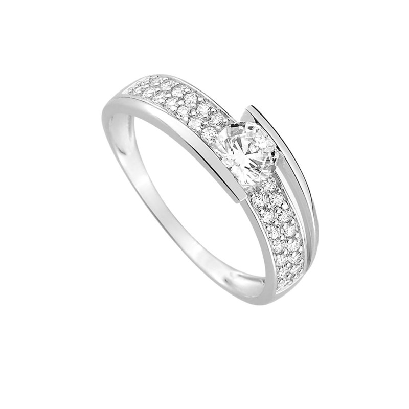 Bague femme - Oxyde de zirconium - Or 18 Carats - vue 2