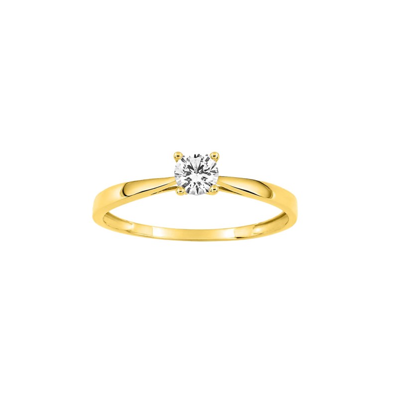 Bague femme - Or 18 Carats - Solitaire - Oxyde de Zirconium - 0,3 carats