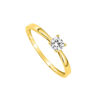 Bague femme - Or 18 Carats - Solitaire - Oxyde de Zirconium - 0,3 carats