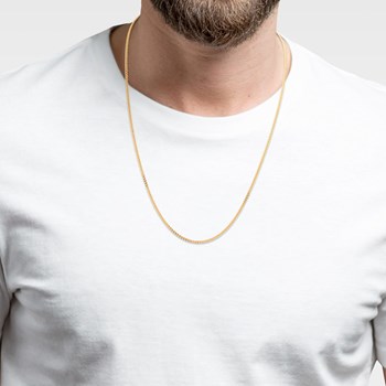 Chaine Mixte - Plaqué Or - Chaîne gourmette - Largeur : 2,1 mm - Longueur : 60 cm
