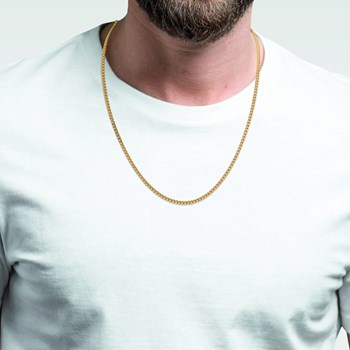 Chaine Mixte - Plaqué Or - Chaîne gourmette - Largeur : 2,5 mm - Longueur : 50 cm