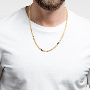 Chaine Mixte - Plaqué Or - Chaîne gourmette - Largeur : 3,5 mm - Longueur : 55 cm