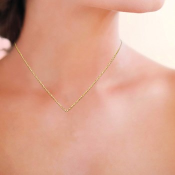 Chaine Mixte - Plaqué Or - Chaîne forçat diamantée - Largeur : 1,3 mm - Longueur : 50 cm