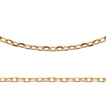 Chaine Mixte - Plaqué Or - Chaîne forçat diamantée - Largeur : 2,6 mm - Longueur : 60 cm
