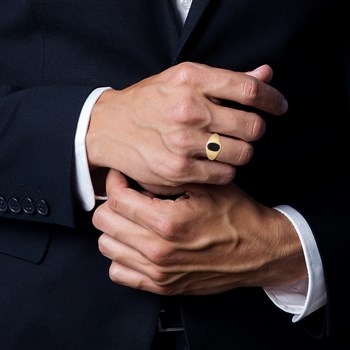 Bague Femme - Plaqué Or - Onyx synthétique