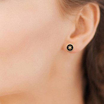 Boucles d'oreilles Femme - Plaqué Or - Email