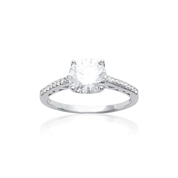 Bague Femme - Solitaire - Argent 925 - Oxyde de zirconium