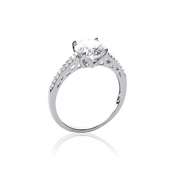 Bague Femme - Solitaire - Argent 925 - Oxyde de zirconium