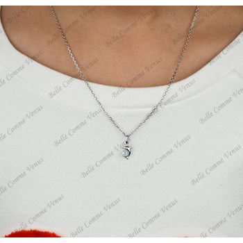 Collier dauphin cristal bleu Argent 925 Rhodié