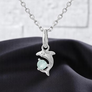 Collier dauphin cristal bleu Argent 925 Rhodié