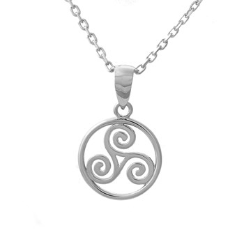 Necklace triskel in a circle Silver 925 Rhodium