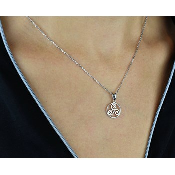 Necklace triskel in a circle Silver 925 Rhodium