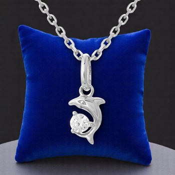 Collier dauphin oxyde de zirconium Argent 925 Rhodié