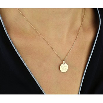 Collier médaille gravée Maman Chérie Plaqué OR 750 3 microns