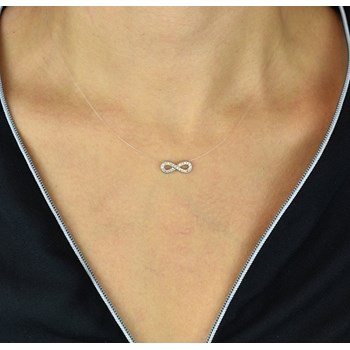 Collier infini d'oxydes de zirconium fil de nylon transparent Plaqué OR 750 3 microns