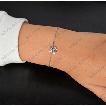 Bracelet papillon oxydes de zirconium sur les ailes Argent 925 Rhodié