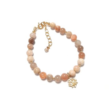 Silver 925 Lotus Flower Moonstone Bracelet Gilded