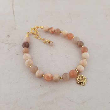 Silver 925 Lotus Flower Moonstone Bracelet Gilded