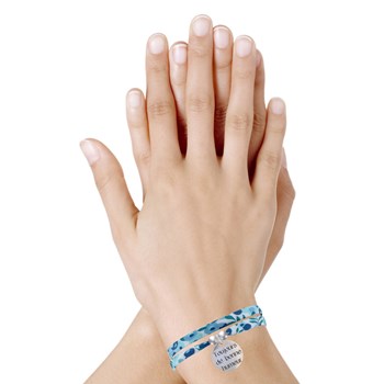 Bracelet Double Tour Lien Liberty et Médaille Toujours de Bonne Humeur Argent 925 - Turquoise