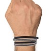 Bracelet Homme Double Tour Cuir Marron Fonc? Tresse en Lin Marron et Beige - taille 20 cm - vue V2