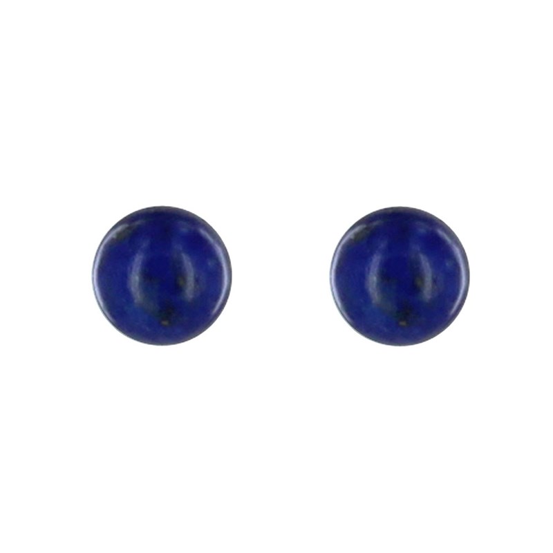Boucles d'Oreilles Clou Argent 925 et Perles de Lapis Lazuli 8 mm - vue 2